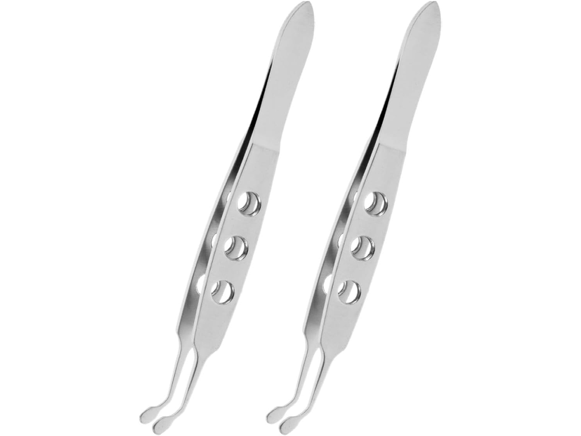 Pinces A Épiler En Acero Inoxidable 2pcs Pour Soins Profesionals Des Yeux, Massage Paupières Y
