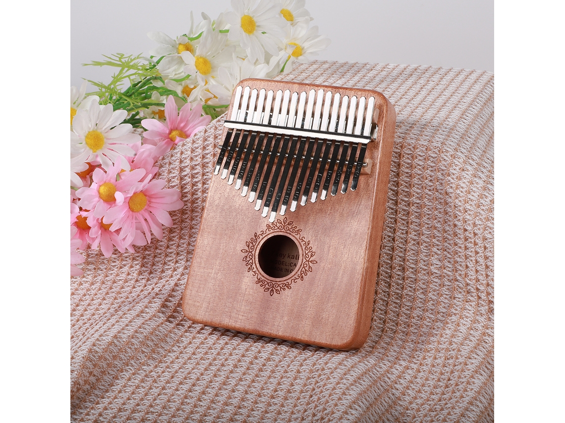Piano de pulgar Kalimba de 17 teclas con diseño de mariposa y flor de amor en madera
