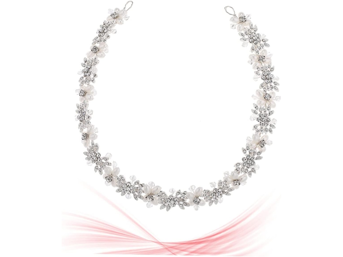 Tiara Prateada Com Flores Artificiais Para Noiva, Acessório De Cabelo Elegante
