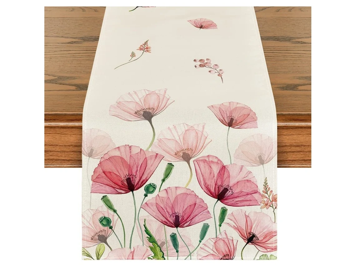 HYMNORA 1 pieza - Mantel con Estampado Digital - Rojo Oscuro