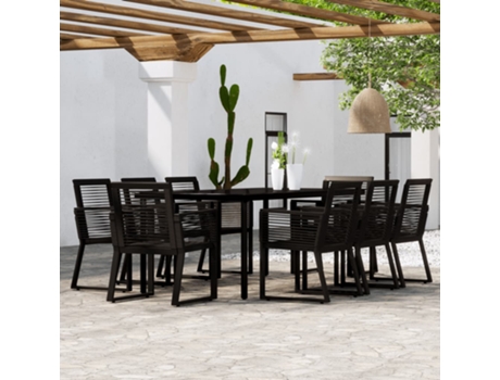 Conjunto 9 de comedor de jardín VIDAXL negro