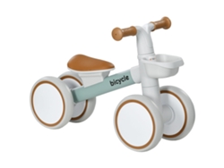 Bicicleta de equilibrio para bebés de 12 a 36 meses, con asiento ajustable, cesta y 4 ruedas silenciosas, color verde.