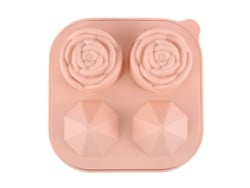Bandeja De Silicona Para Cubitos De Hielo Con Estampado De Rosas Y Diamantes / Reutilizable (rosa) Czhhmart