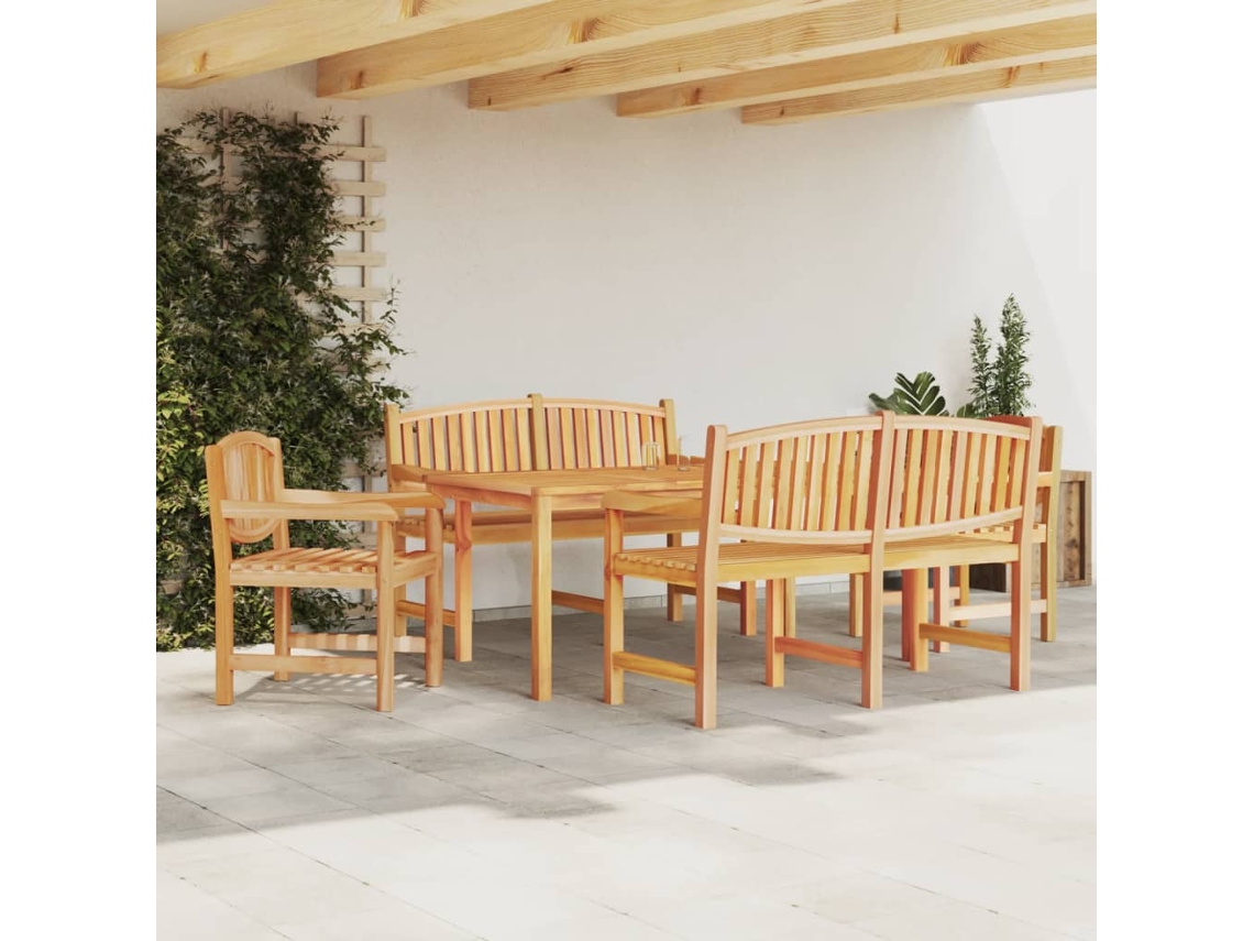 Juego de comedor de jardín de 5 piezas de madera maciza de teca Dkd Home Decor