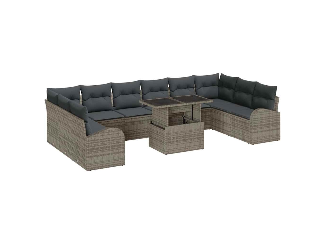 Maison Exclusive - Conjunto De Sofá De Jardín 11 Pcs Gris Ratán Sintético