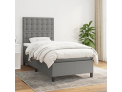 Cama Box Spring Con Colchón Tela Gris Oscuro 80x200 Cm