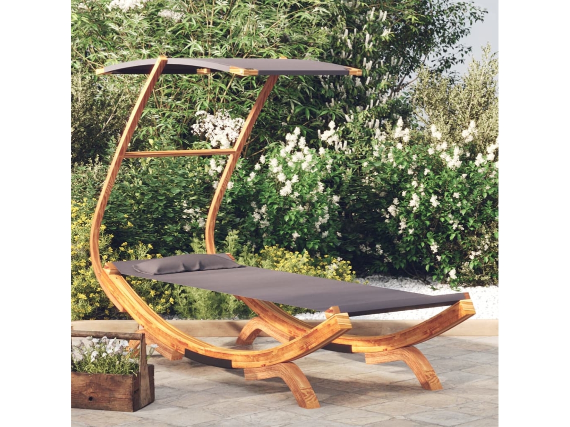 Tumbonasilla Con Dosel Madera Curvada Gris Antracita 100x190x134 Cm Wsd96177
