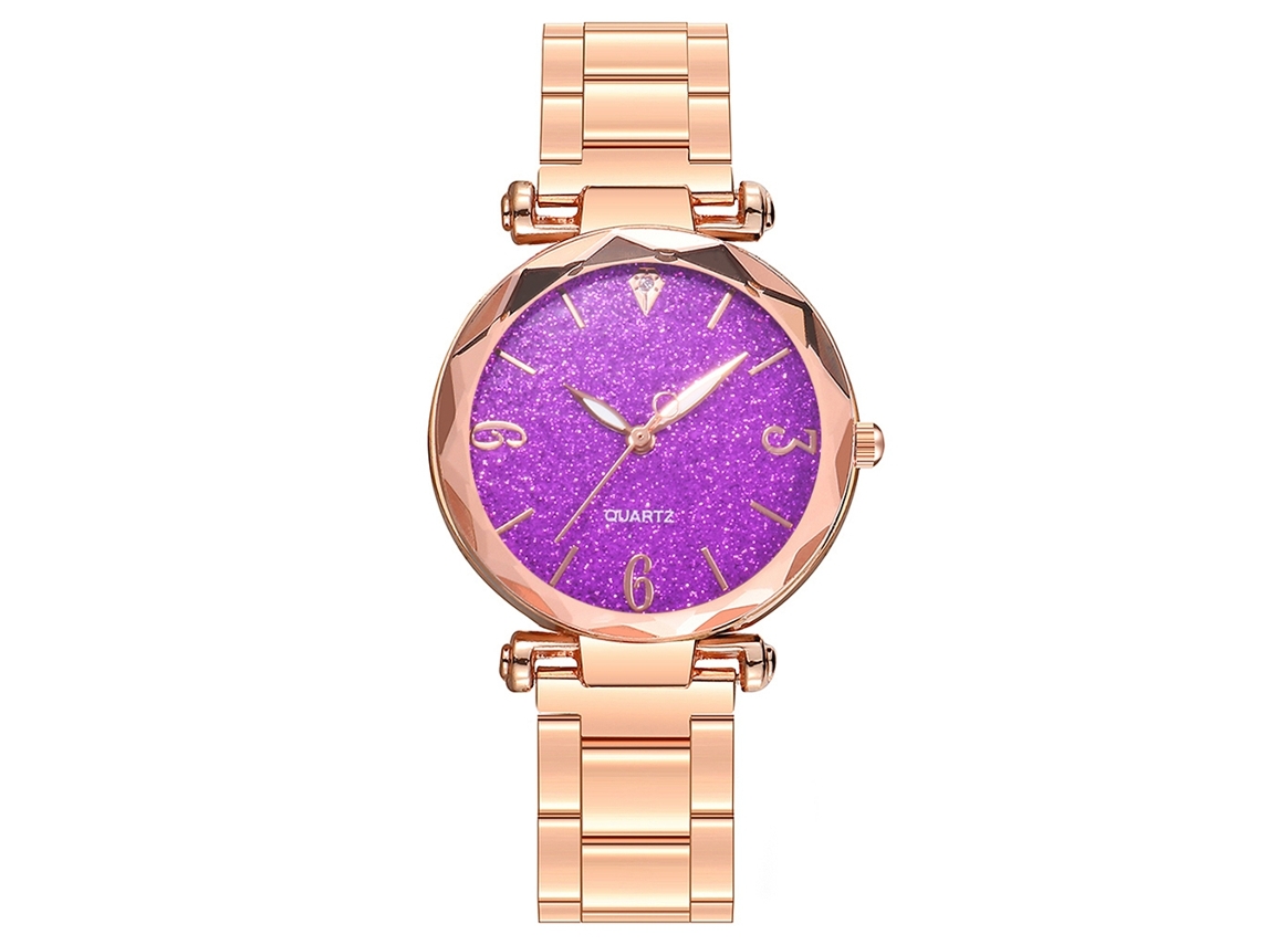 Reloj De Pulsera De Cuarzo Vansvar Para Mujer, Estilo Casual Y Moderno, Con Esfera Color Caramelo Y Morado.