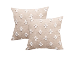 Juego De 2 Fundas De Cojín De 45x45 Cm En Jacquard Romboide (beige)