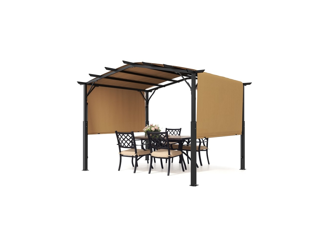 Pérgola de jardín de 3x3 m con techo orientable y estructura metálica robusta Tekmaquinas