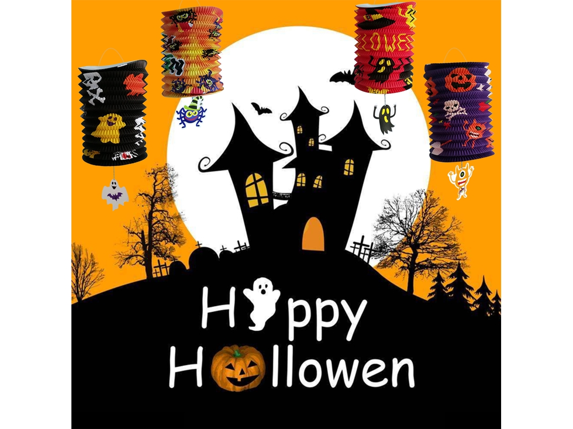 2026-lámpara De Papel Colgante Con Led, Diseño Decorativo Plegable Para Halloween, Fiestas Y Decoración De Hogar Y Jardín