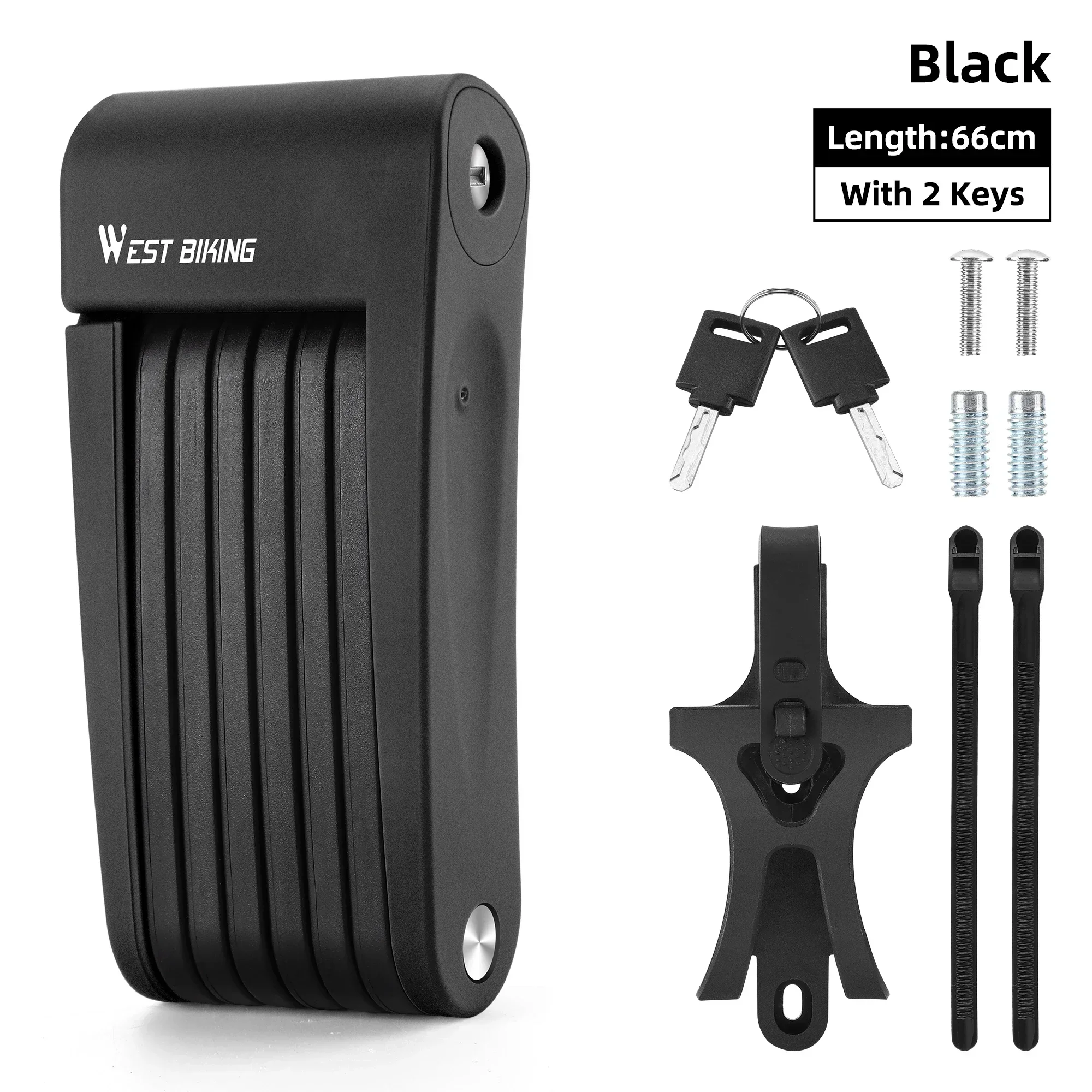 Candado plegable para bicicleta MDUG, portátil, seguro y antirrobo (66 cm, negro)*