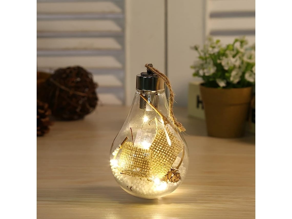 6 Adornos Navideños Led Transparentes, Guirnaldas De Luces Creativas, Decoración Para El Árbol De Navidad, Decoración Colgante, Bajo Consumo