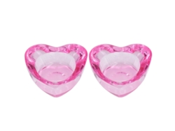 Rebe-2 Piezas Vaso de Cristal Plato para Uñas Dappen Polvo Líquido Espesor Corazón Corazón Transparente Rosa Herramienta de Manicura