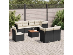 Conjunto de sofás de jardín de 9 piezas DKD Home Decor con cojines de mimbre negros