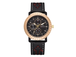 Reloj De Pulsera Analógico De Cuarzo Clásico E Informal Para Hombre Con Correa De Pu Negra.