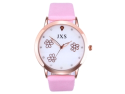 Reloj Casual Para Mujer Con Correa De Piel Sintética Con Estampado Floral, Movimiento De Cuarzo Analógico, Oro Rosa.