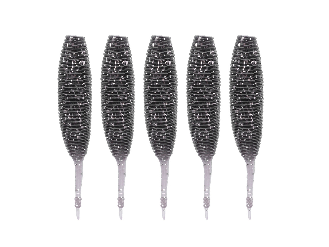 5 Piezas De Señuelos De Gusano Suave T Tail Swimbaits Set De Accesorios Para Pesca Negro