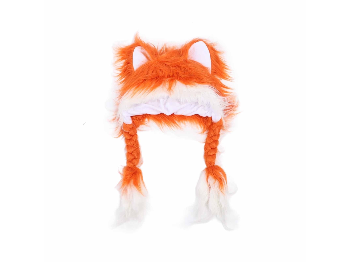 Gorro De Orejas De Gato De Felpa Suave Hecho A Mano Para Cosplay, Navidad, San Valentín, Naranja, Blanco