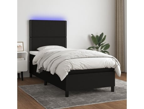 VIDAXL Colchón con somier/LED (Negro - Tela - 90 x 190 cm)