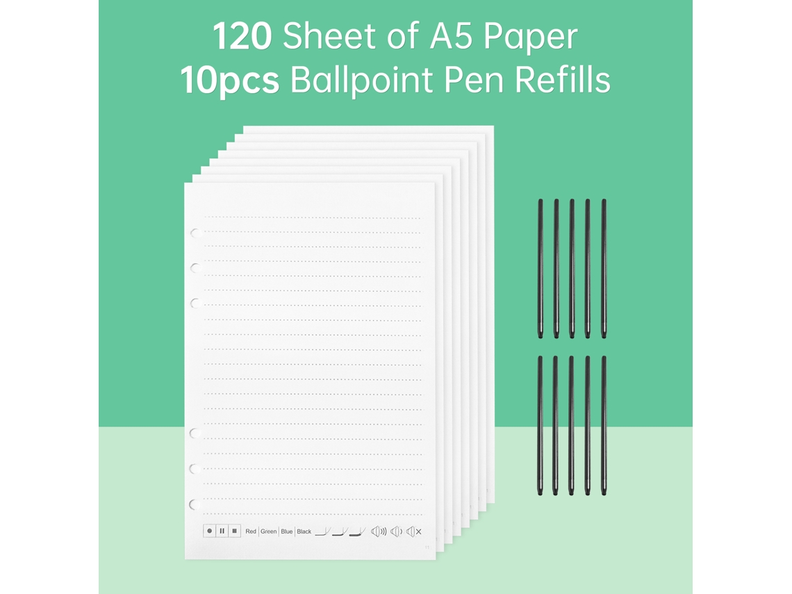 Cuaderno digital con bolígrafo y 120 hojas A5 para notas y almacenamiento.