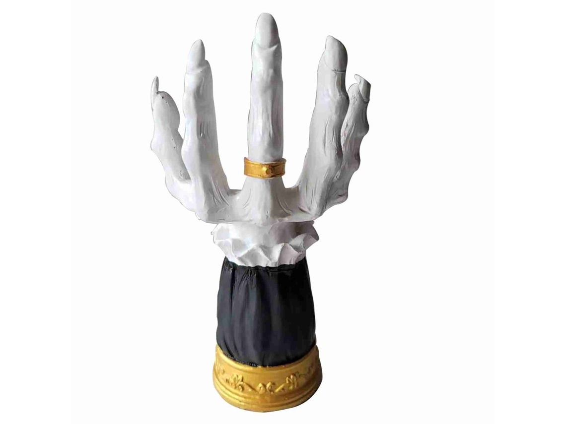 Portavelas de resina de Halloween con forma de mano de bruja