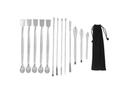 Juego De 13 Cucharas De Laboratorio De Acero Inoxidable, Resistentes A Golpes Y No Deformables, Con Raspador Para Reactivos Farmacéuticos Y Almacenamiento En Bolsa.