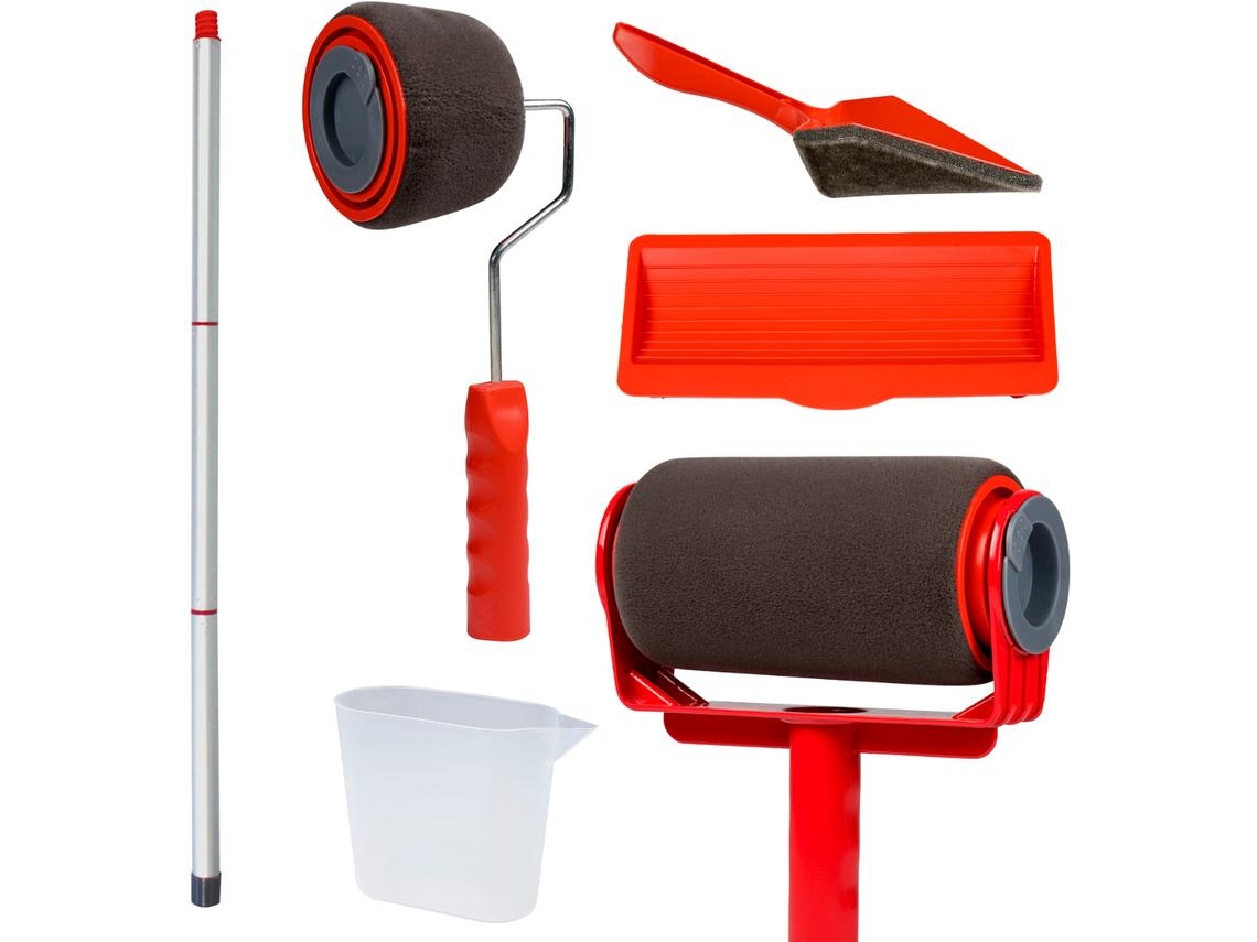 Rodillo de pintura PAINT RACER + Palo extensible, Sin goteos ni salpicaduras, Rodillo recargable y reutilizable