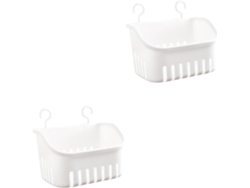 Juego de 2 cestas colgantes de pared para artículos de tocador, estante de baño moderno, escurridor de platos Slowmoose
