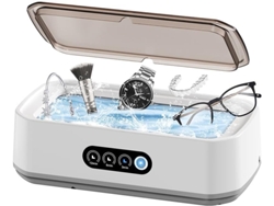 Limpiador Ultrasónico Blanco De 49 Khz, 650 Ml, Pantalla Led, 1 Toque + 3 Modos De Temporizador, Para Joyas, Gafas, Relojes Y Monedas.