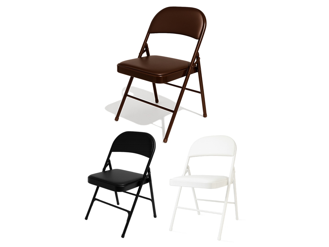 Silla Metálica Acolchada Plegable 80x46x46 Cm | Ideal Para Hogar Y Eventos Marrón Pack 4 Uds