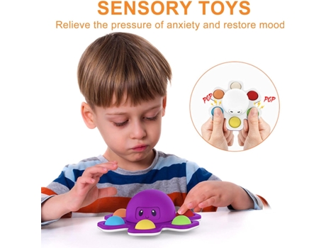Pop Fidget Spinner Toys, juguete que cambia la cara, alivio de la ansiedad, teclado, alivio del estrés, juguete sensorial para niños y adultos (azu...