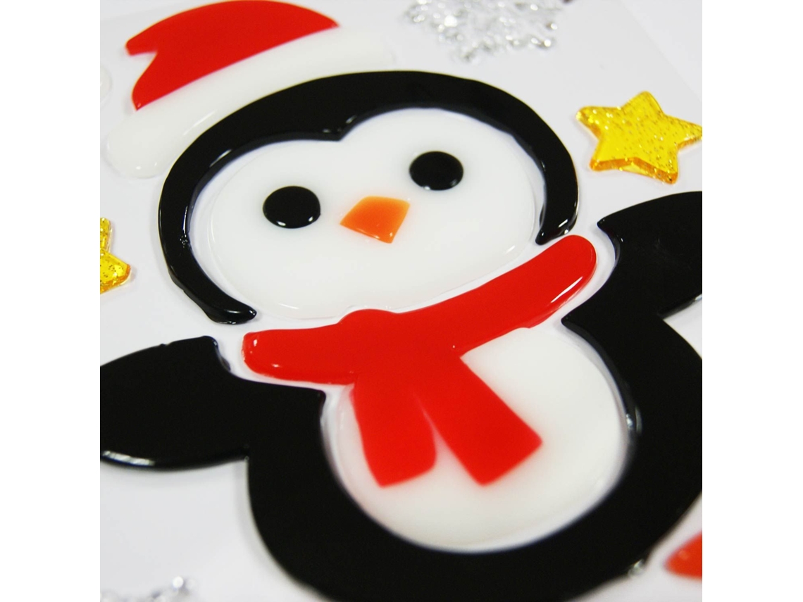 Pegatinas de gel para ventanas de pingüinos de Navidad