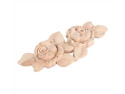 Primera aplicación de bordes de rosas talladas, de 16x6,5 cm, estilo europeo sobre madera sin pintar.