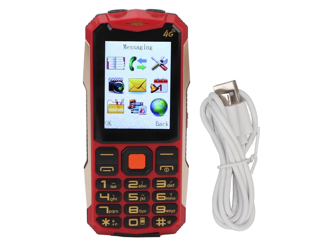 Teléfono Móvil Para Ancianos 2g Dual Sim Pantalla Hd 2.8 Pulgadas 4800mah Altavoz Fuerte Botones Grandes Rojo