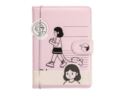 Cuaderno de scrapbooking A5 rosa de PU para niñas con cierre magnético, diseño de dibujos animados.