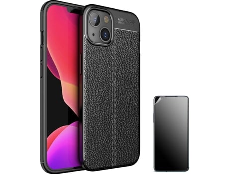 Carcasa + Protector iPhone 13 Rugged Leather Negro