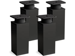 4 Patas Muebles Ajustables Negro Mate Cuadrado 100mm Para Cómodas Armarios