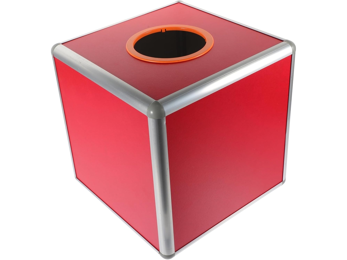 Caja De Boletos De Lotería Red Square Para Rifas Y Juegos. Contenedor Multifuncional.