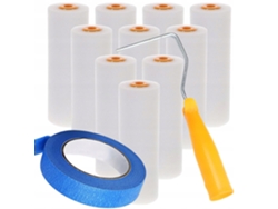 Set de pintura: 10 rodillos de espuma de 10 cm + placa de soporte + cinta de 40 mm | Alta precisión | Para pinturas y barnices