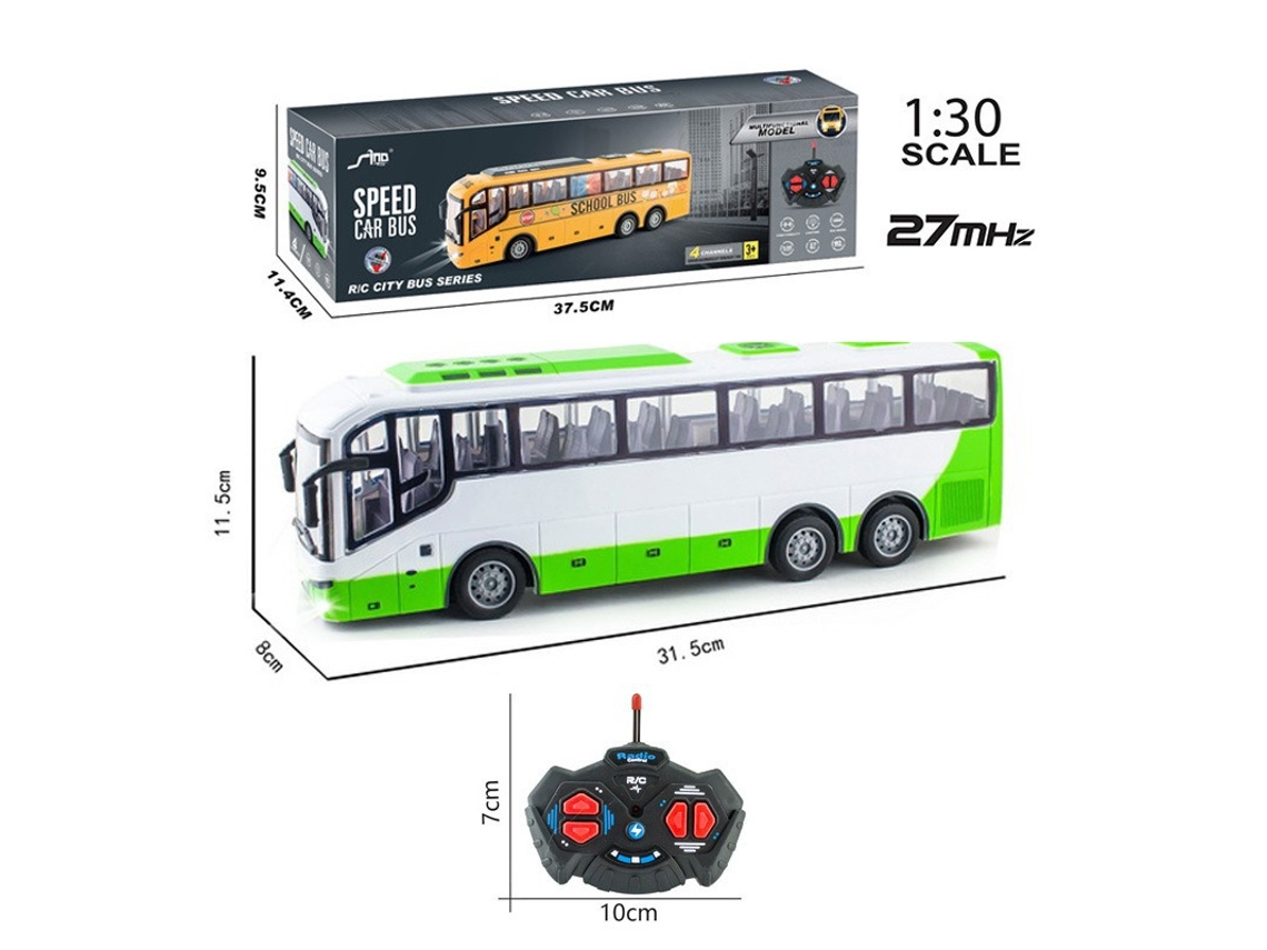 Autobús teledirigido HALINUIA (escala 1:30, blanco y verde, recargable)