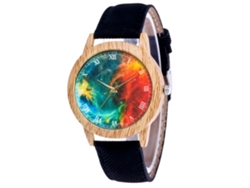 Reloj De Pareja Zhoulianfa Nebulosa Colorida Acero Cuarzo Dial Redondo Negro