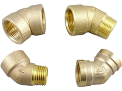 Adaptador de jardín con rosca macho a hembra NPT de 1/8", 1/4" y 3/8", codo de 45 grados en latón.