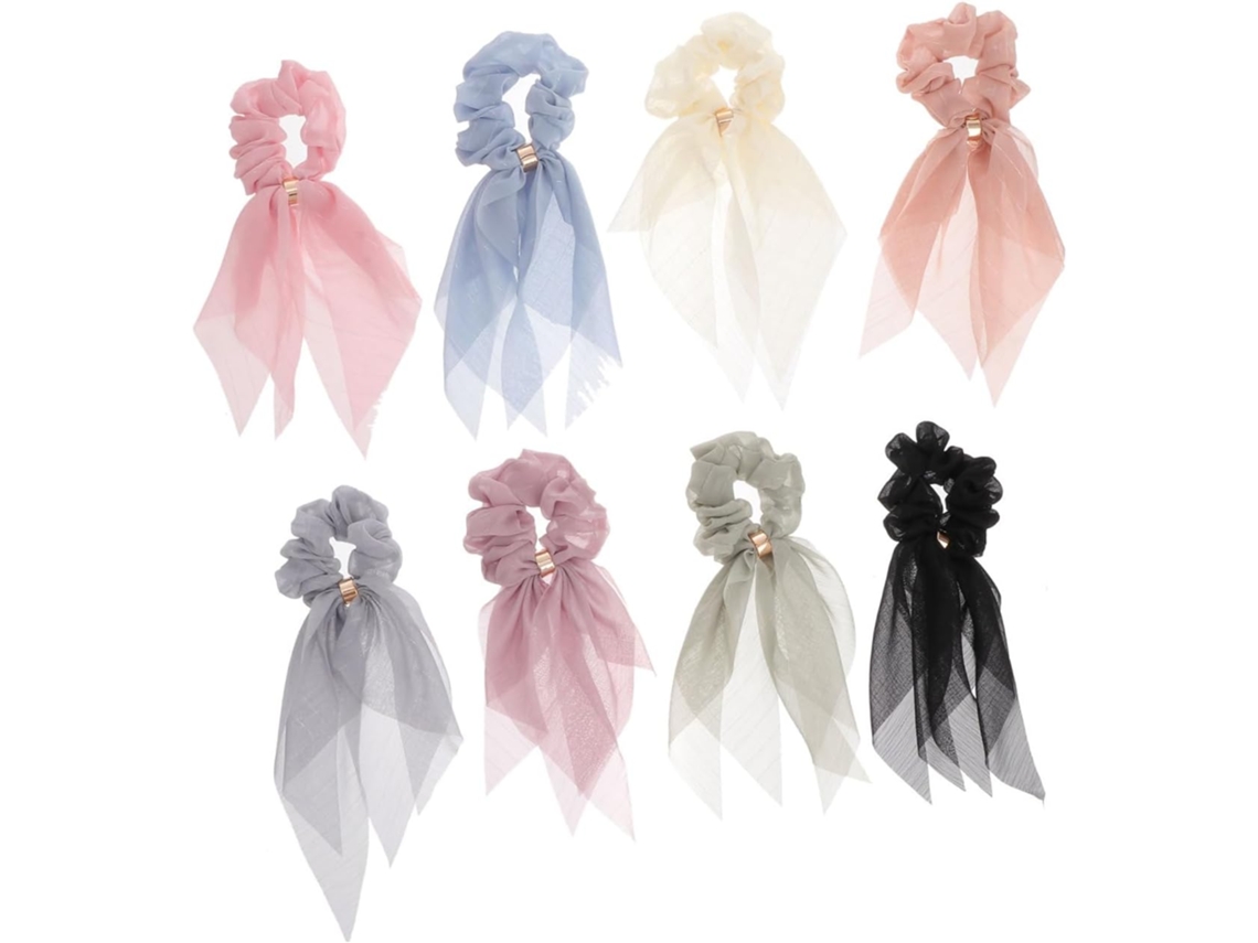 Juego De 8 Gomas Elásticas Lisas Con Bucles Para Coletas De Mujer.