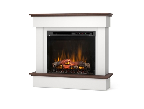 Chimenea LED eléctrica independiente TORMES 28' Blanco mate / Roble 111.5 x 102 x 33.5 OUTINFIRE