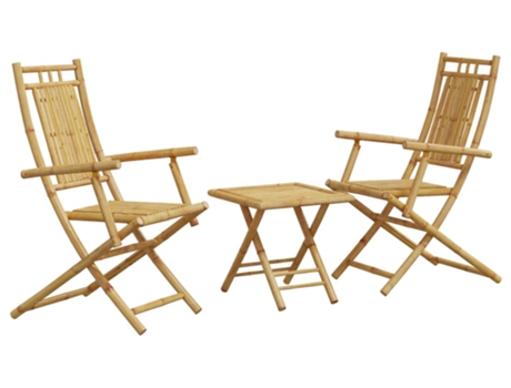 Conjunto 3 de mesa y sillas de jardín VIDAXL bambú