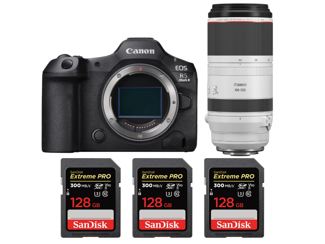 Canon Eos R5 Mark Ii + Rf 100-500mm F/4.5-7.1 L Is Usm + 3 Sandisk 128gb Uhs-ii 300mb/s + Ebook “20 Consejos Para Fotos Que Impactan”