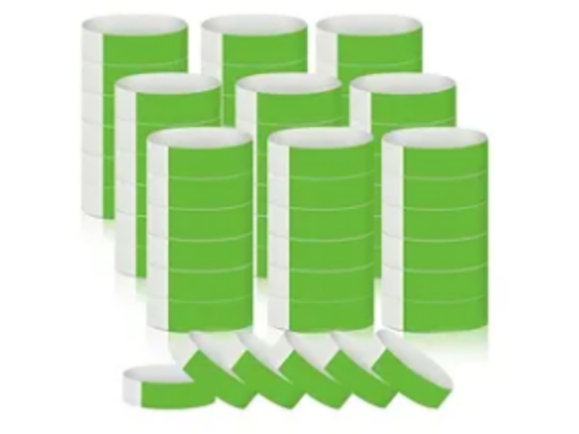 300 Pulseras De Papel Sintético Desechables Impermeables Para Parques De Atracciones Y Eventos Verde