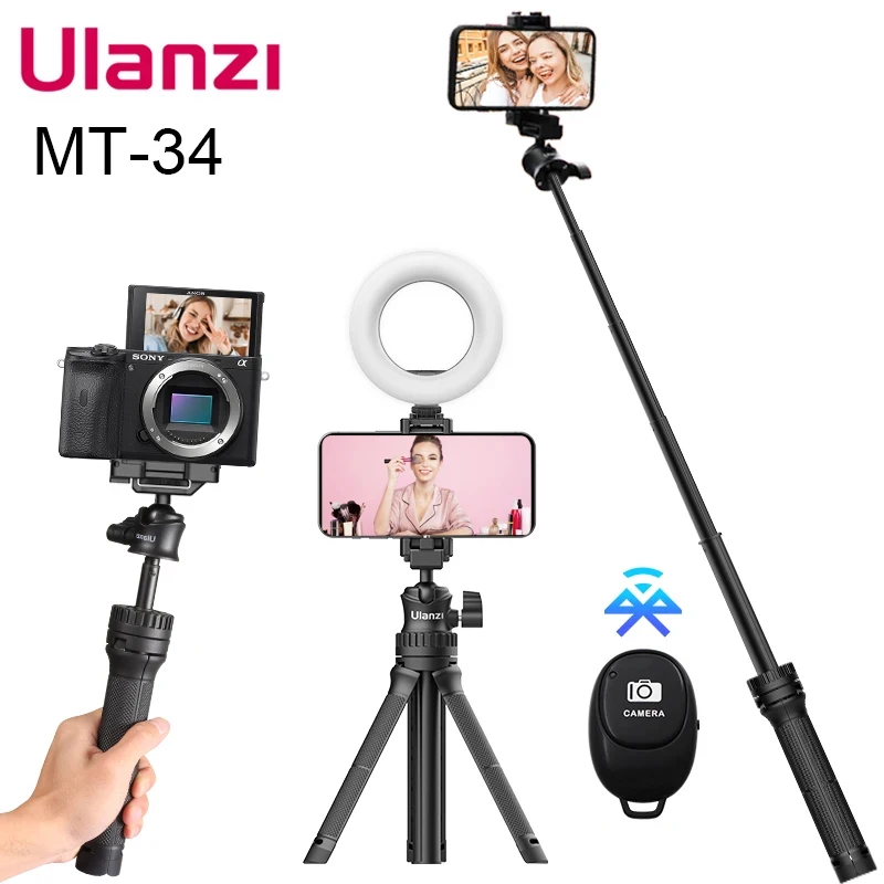 Trípode/monopié extensible MT-34, 81,5 cm, con soporte para teléfono móvil, para DSLR y vlogs. Incluye regalo.