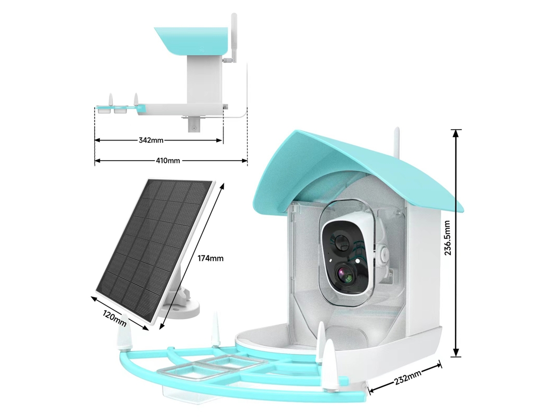 Comedero inteligente para pájaros Aoresac con cámara exterior inalámbrica de 1080P con visión nocturna, control por aplicación e identificación por IA.